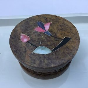 Handmade Jewelry Trinket Box Carved Soapstone